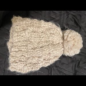 Grey Knit Pom Pom Beanie for Women